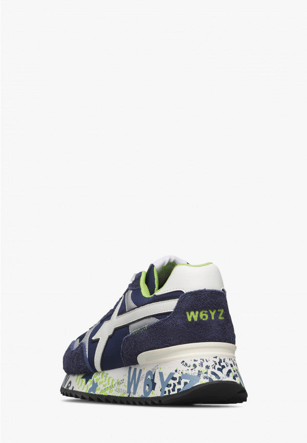 W6YZ Yak-M Sneakers Uomo Navy Tessuto Suede