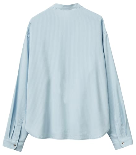 Benetton 5X0VDQ0DD Blusa Blu Rigata Coreana