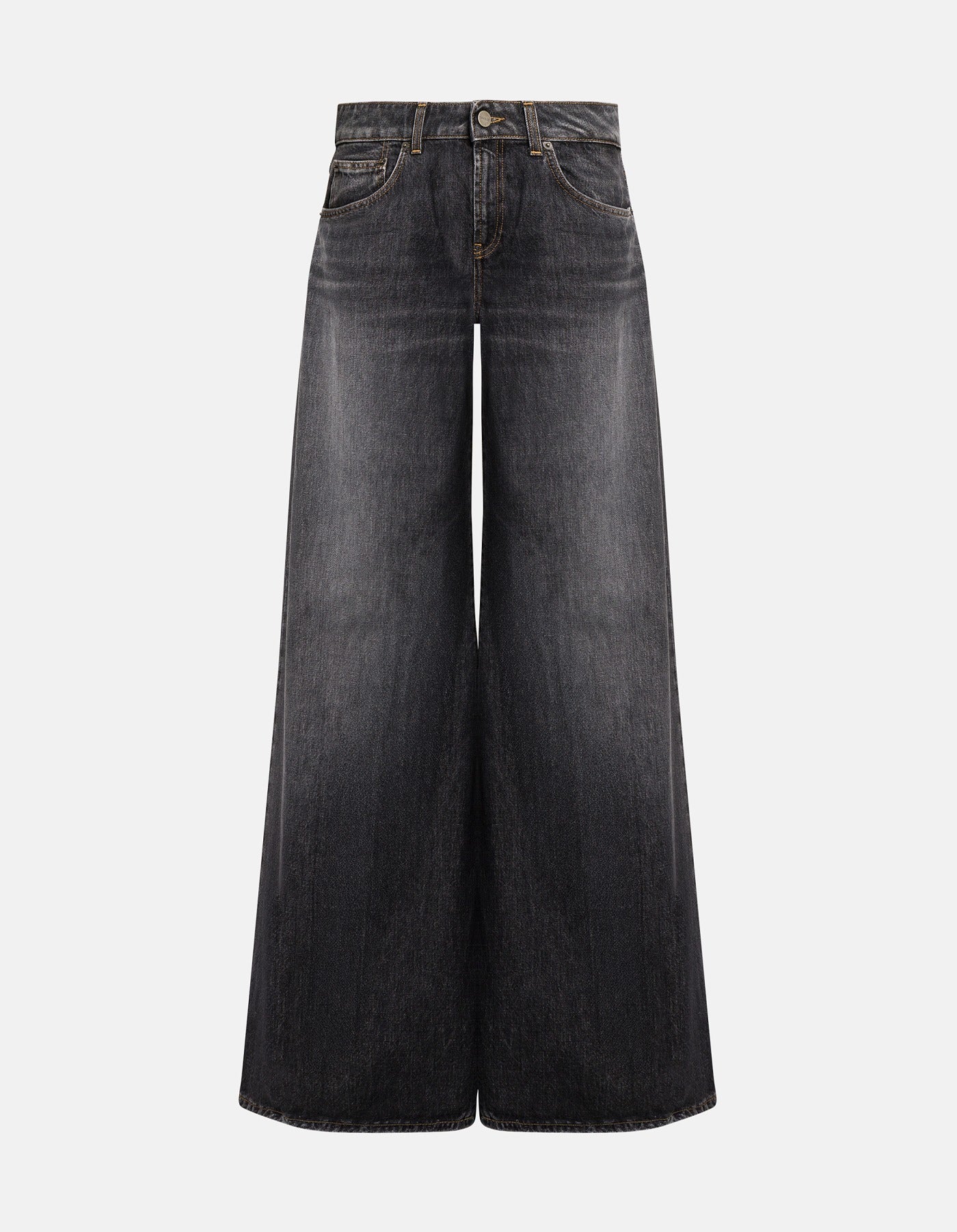 Dondup Marlen DP775 Wide Leg Jeans Donna Nero Stretch