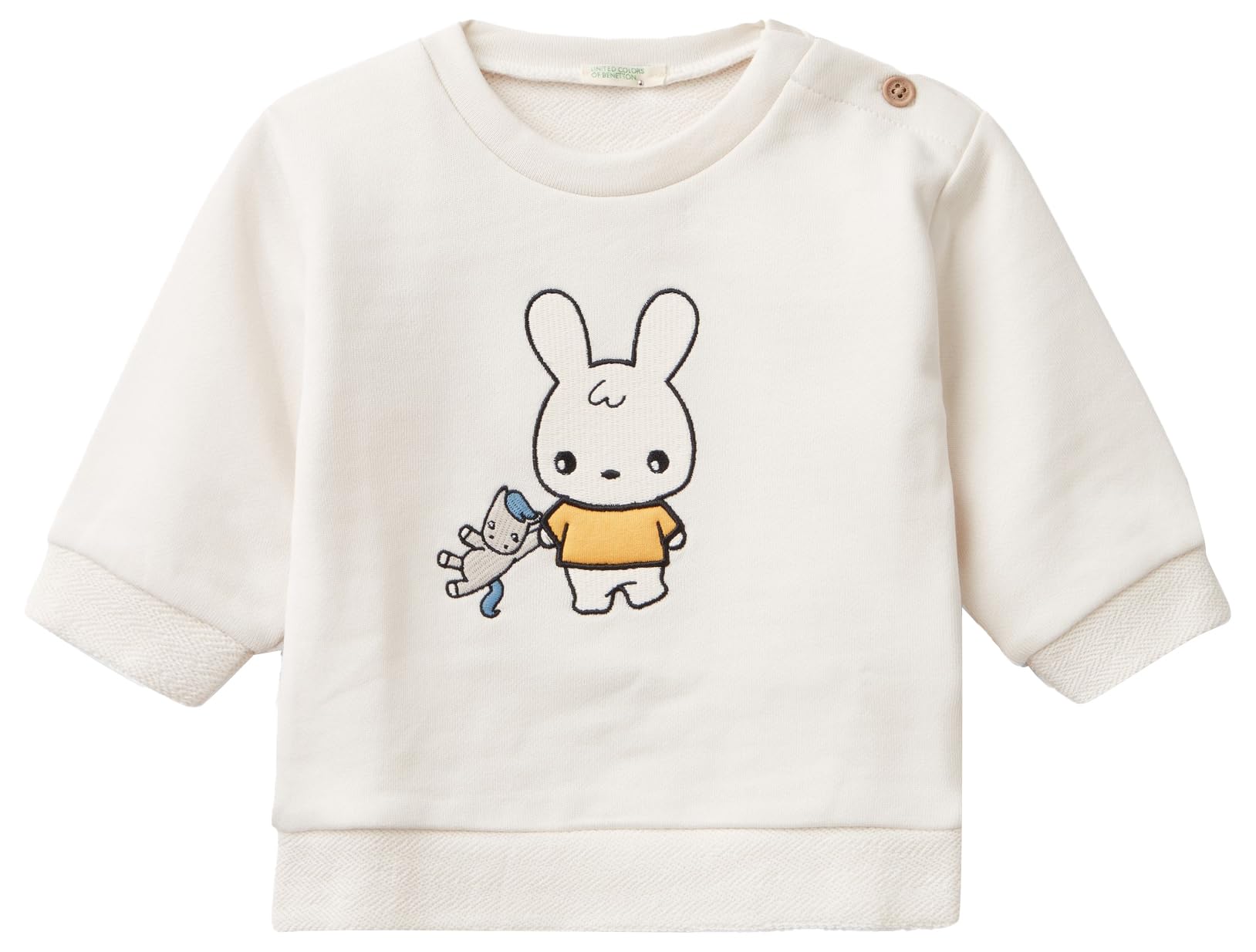 Benetton Maglia Tuta Bimbo Celeste 50 Cotone Ricamata
