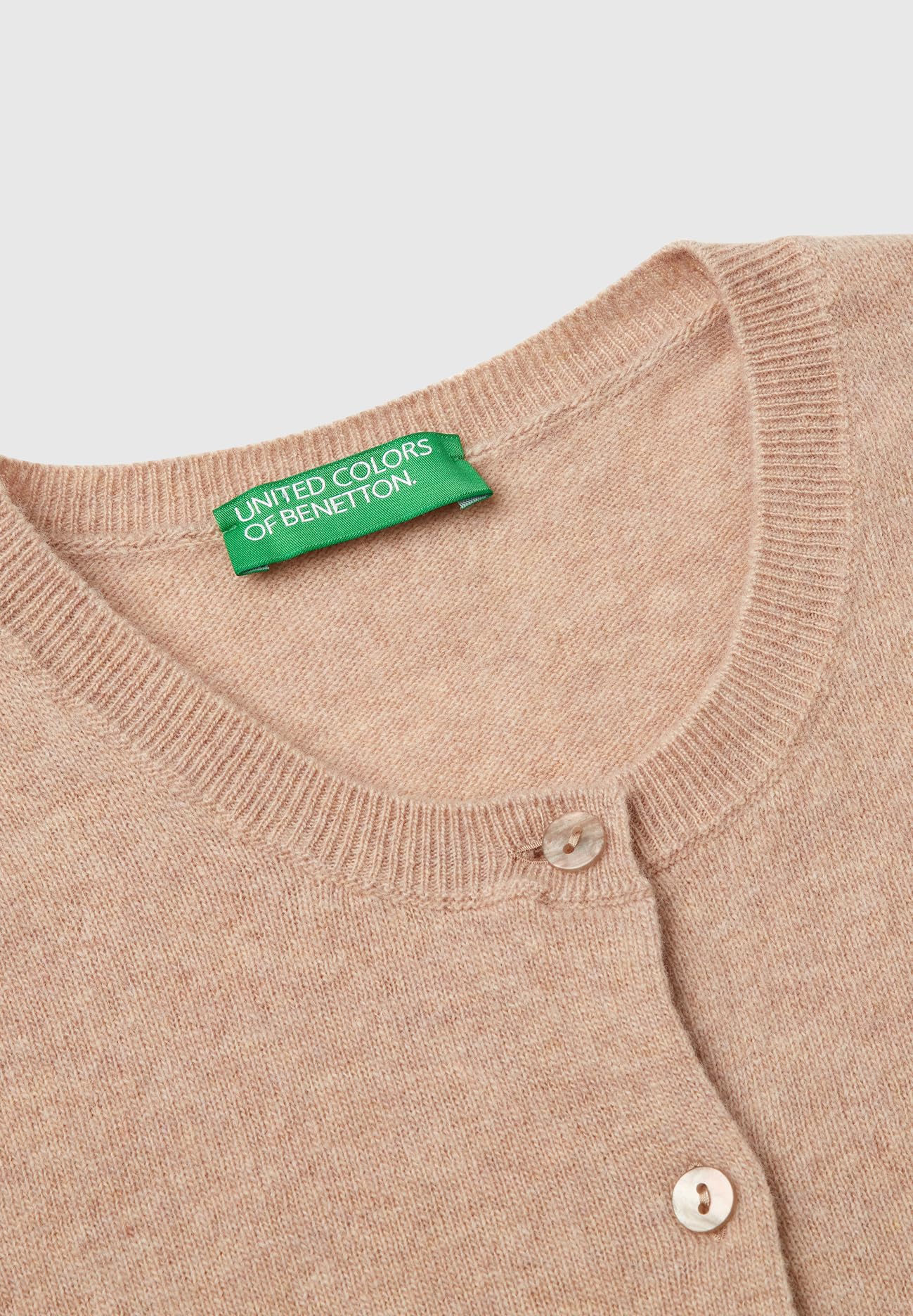 Benetton 1002d5485 cardigan donna beige 562 manica lunga