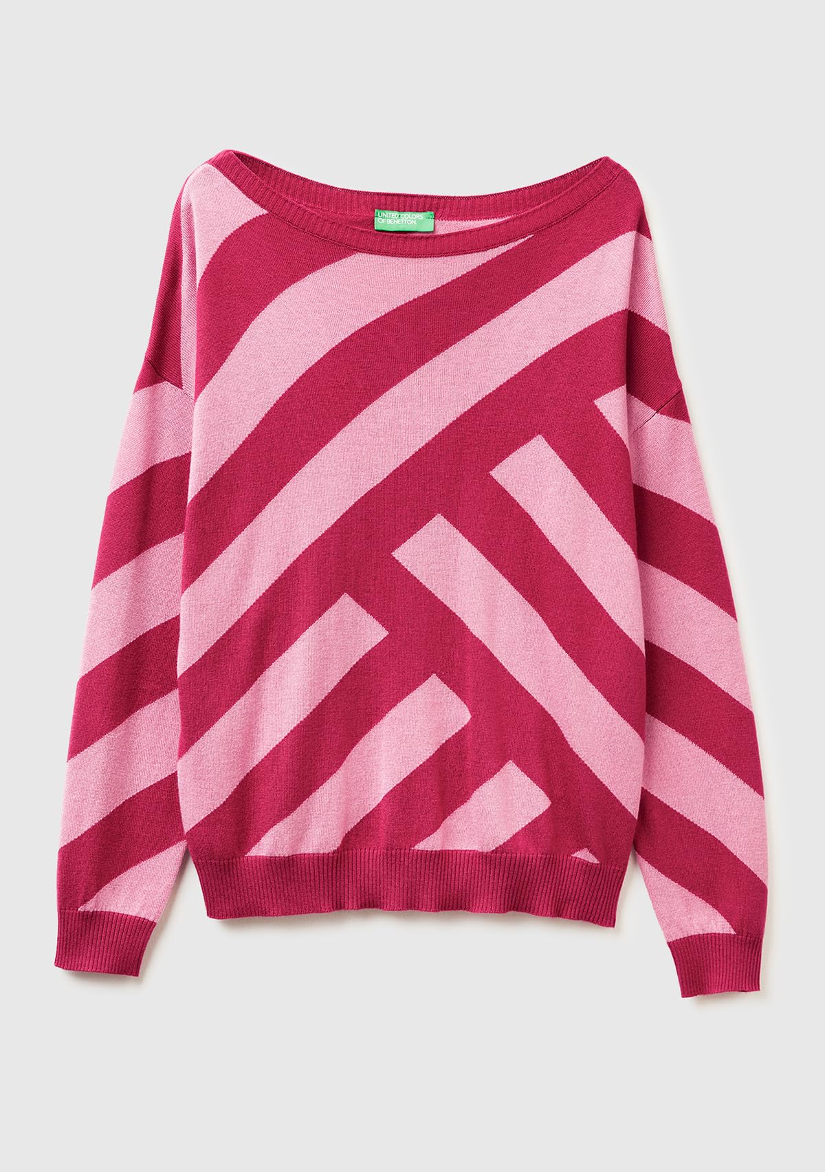 Benetton Maglieria Maglia Barchetta Rasata Misto Lana Leggera