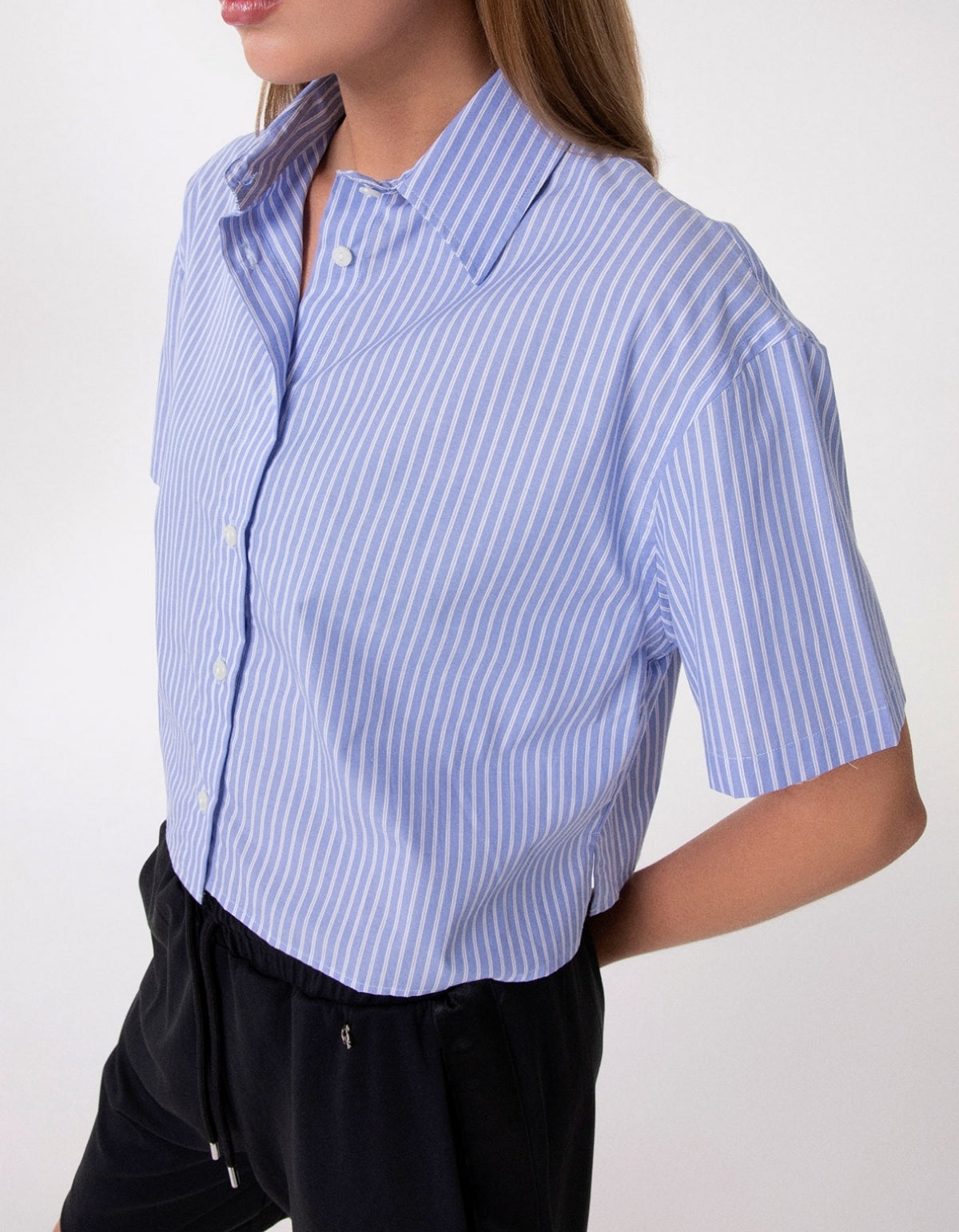Gaelle Paris GAABW09837 camicia righe azzurra cotone over