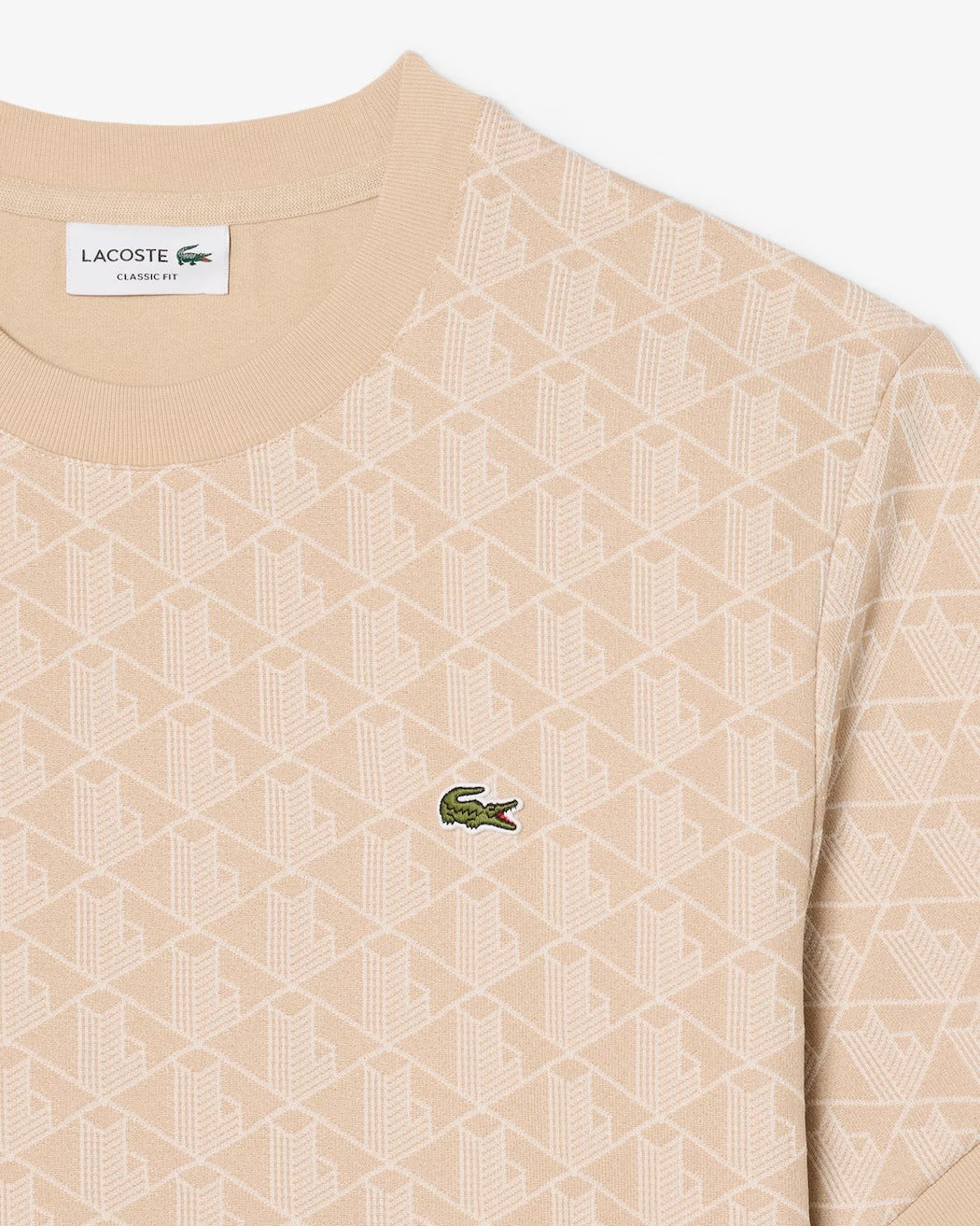 Lacoste TH1197 Monogram t-shirt uomo beige jacquard