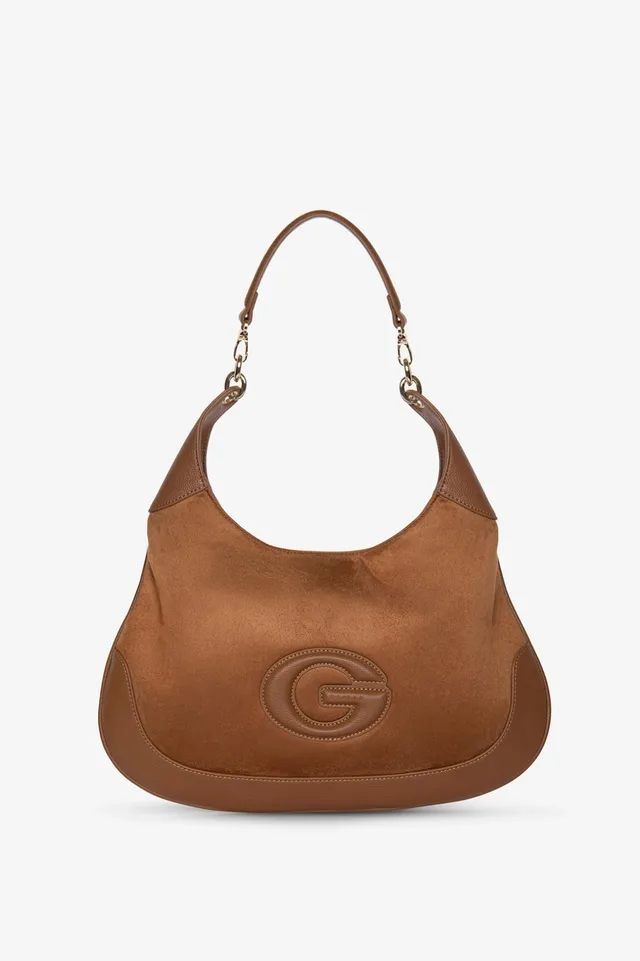 Gaelle Paris Maxi Hobo Borsa caramello patch G