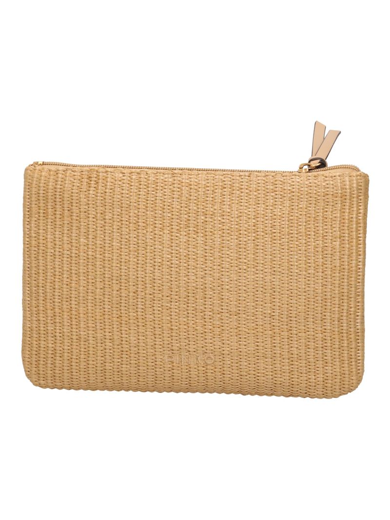Pinko 106763 A39Y pochette donna beige raffia intrecciata