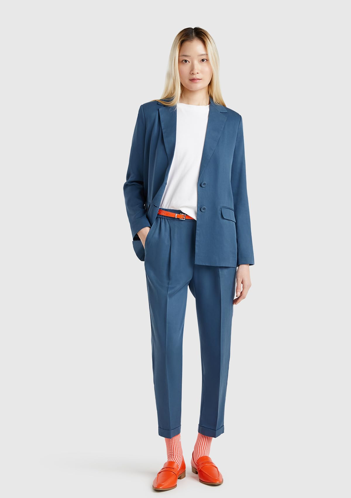 Benetton 4Y09DF079 Pantaloni Donna Taglia M Blu