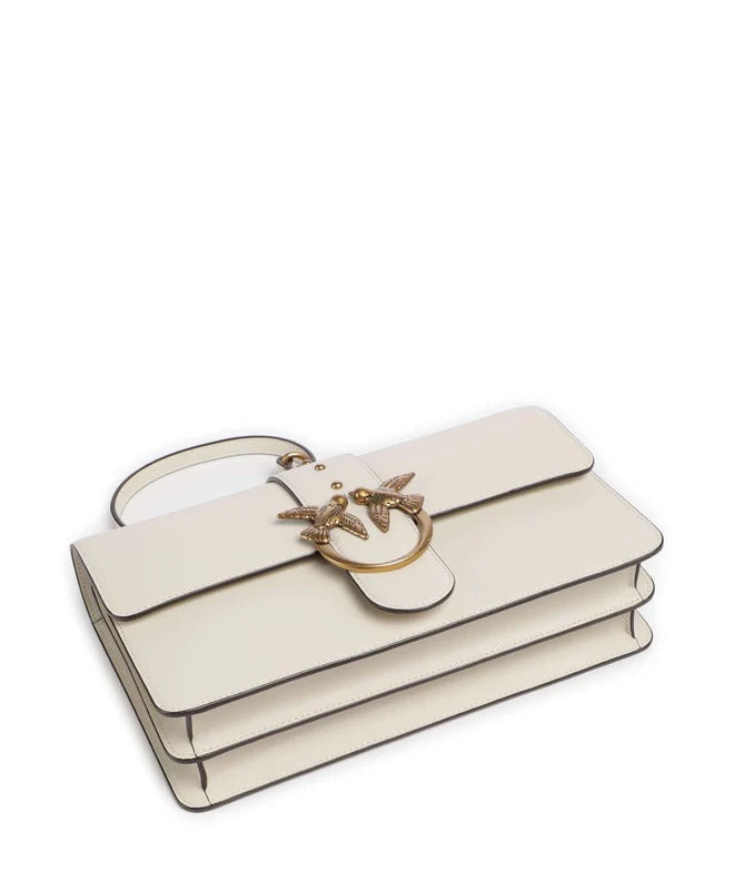 Pinko Love One Classic 105857 A0F1 borsa pelle bianco oro