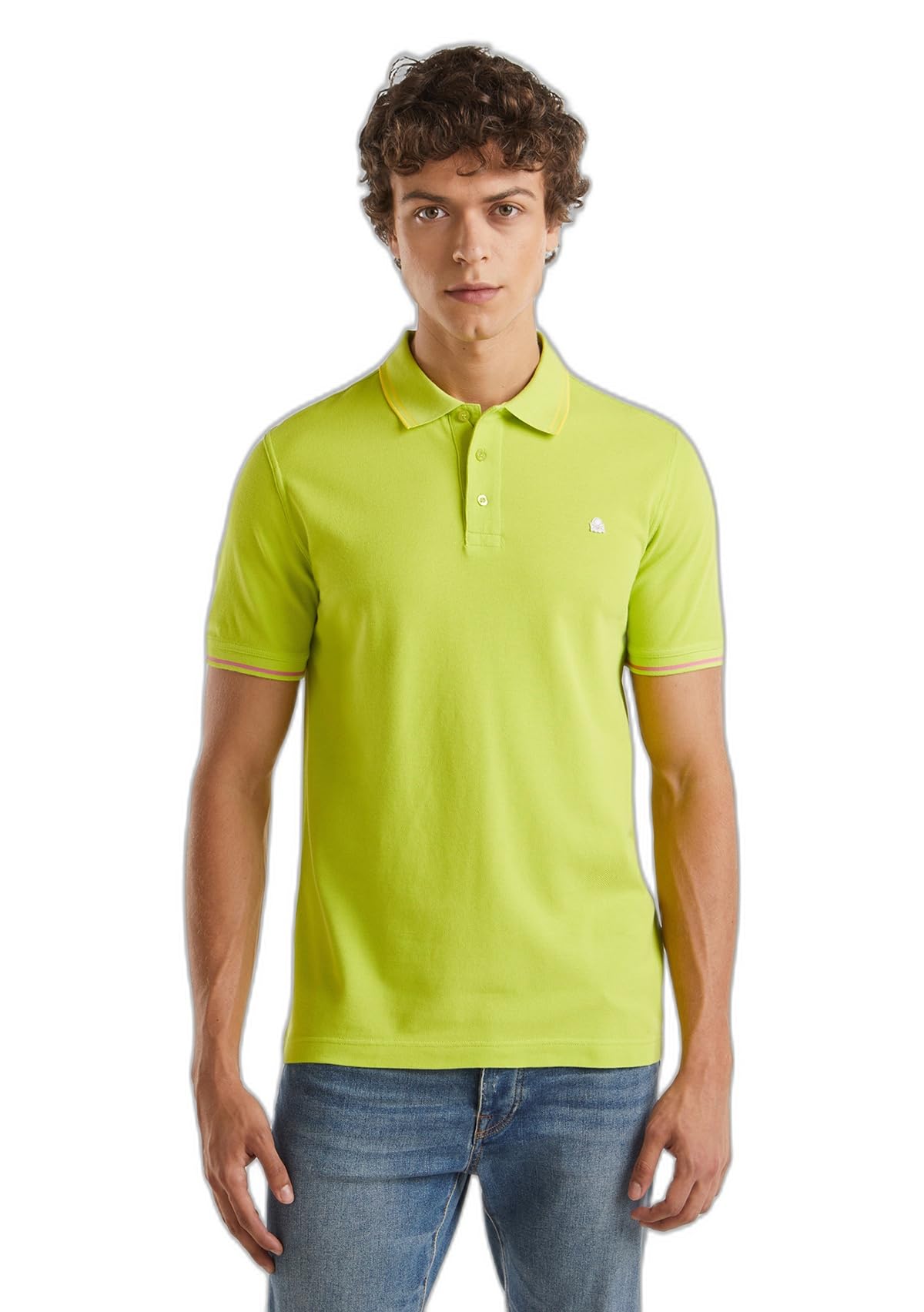 Benetton 3089U301S polo uomo verde regular manica corta