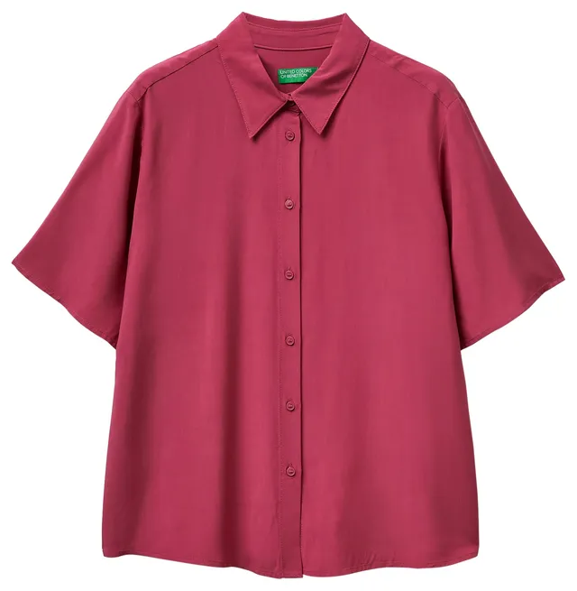 Benetton 5WPWDQ0B1 Camicia Donna Rosa XXS Viscosa