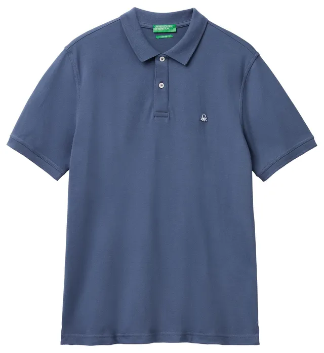 Benetton Polo Manica Corta Slim Patch Logo Cotone