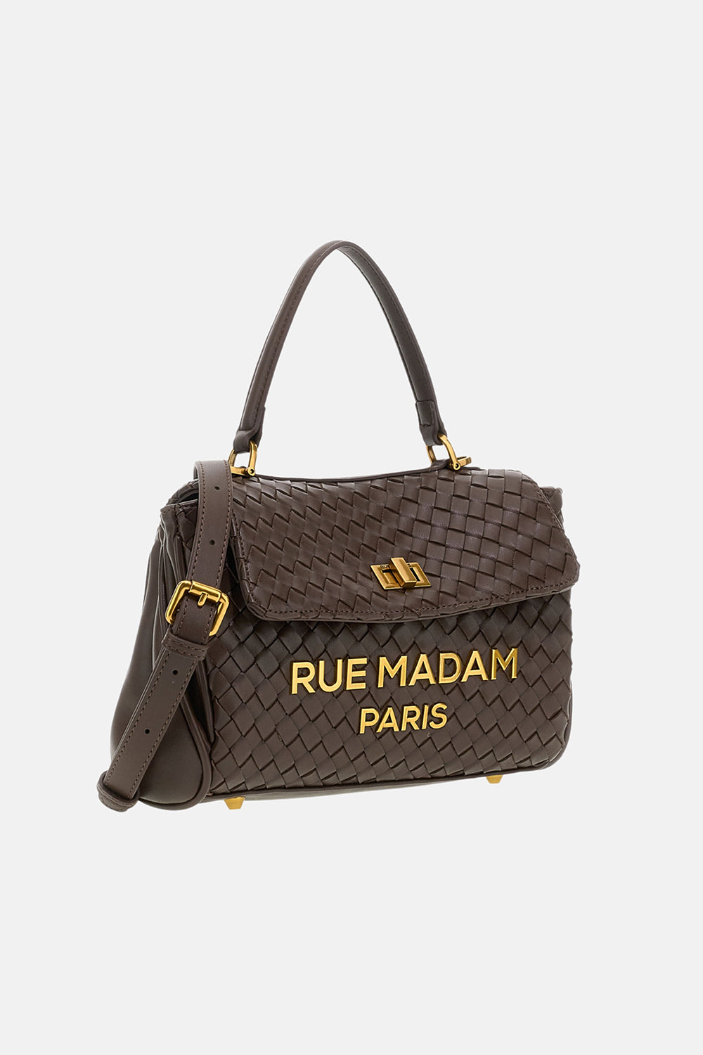 Rue Madam Les Jours 1609 borsa a spalla chocolate intrecciata