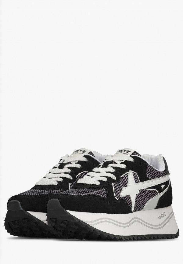 W6YZ Deva 2017405 48 sneakers donna nero bianco platform