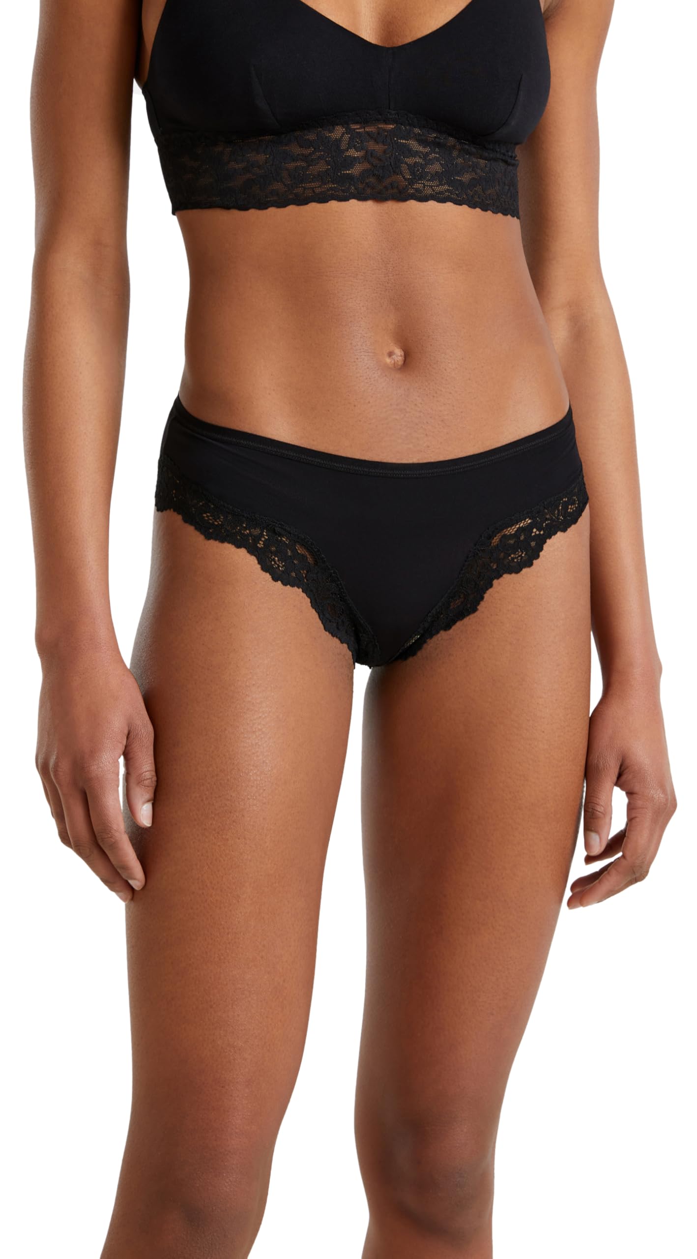 Benetton Slip Donna Elastico Pizzo Nero Taglia S