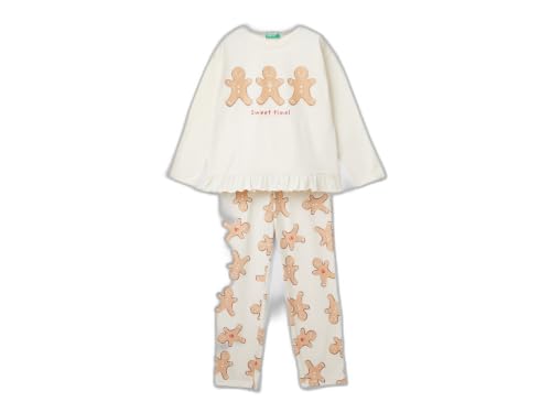 Benetton 3dke0p07z pigiama bambina bianco jersey