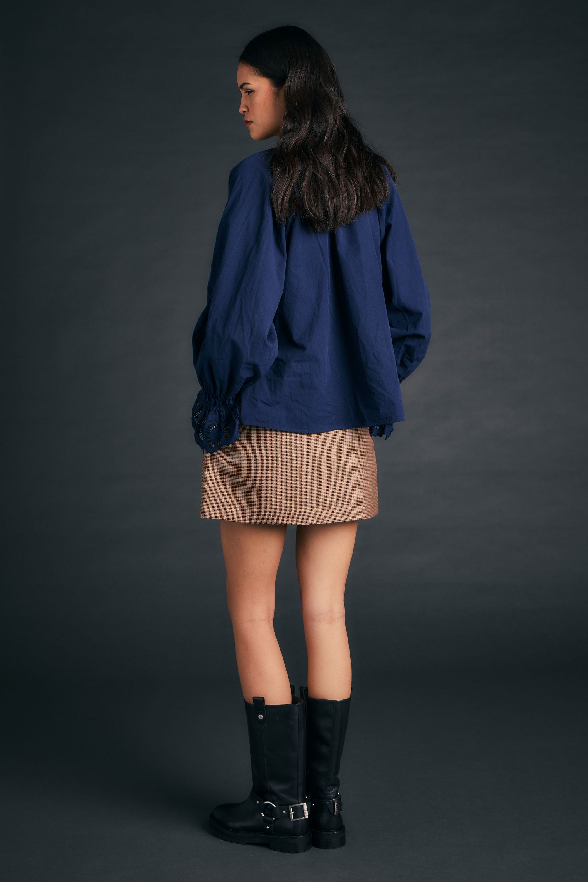 Karen Walker Ivy Blouse blusa navy cotone