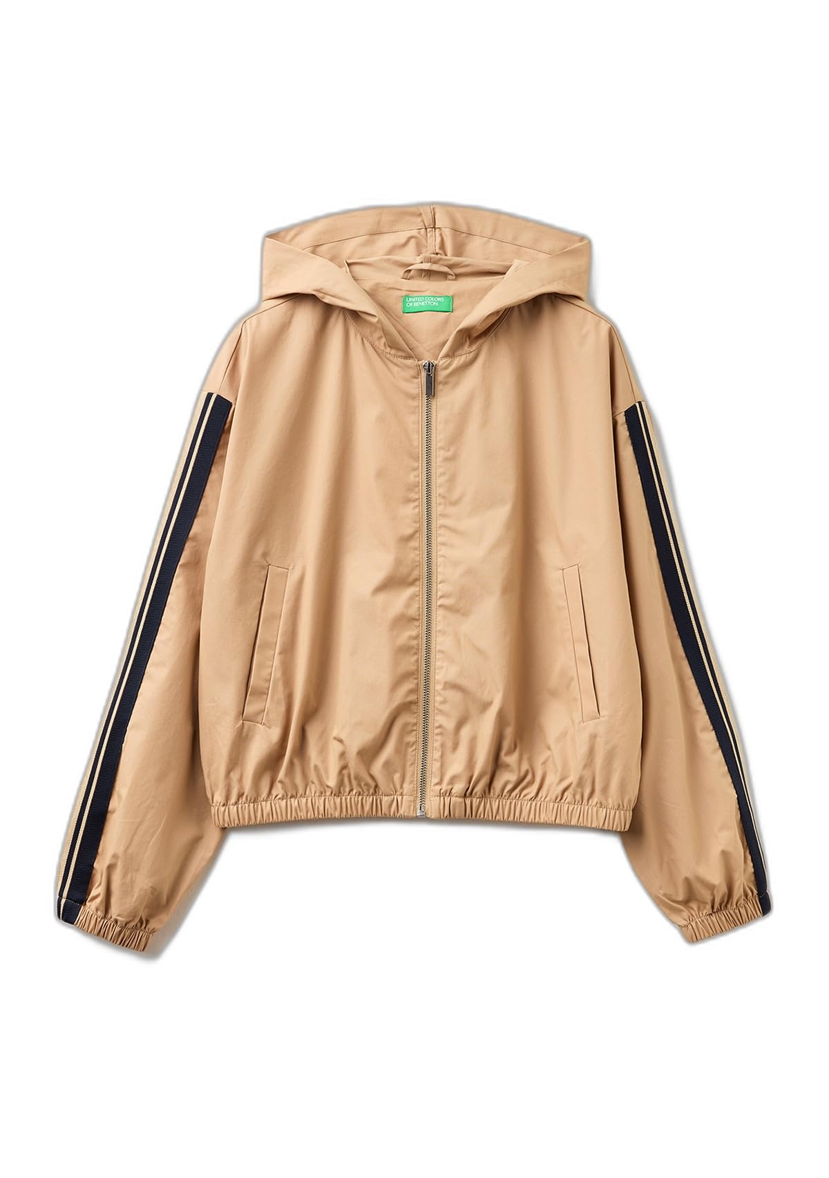 Benetton Giubbino Donna Marrone in Tela di Cotone con Cappuccio