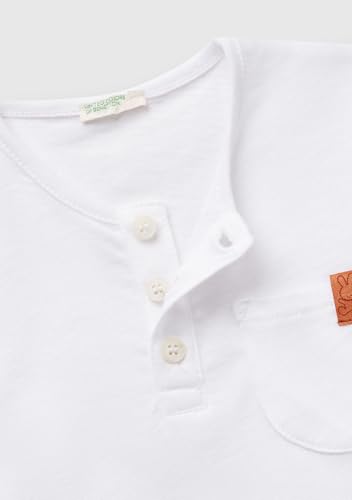 Benetton T-Shirt Bimbi 12 Mesi Bianca Cotone Lino Taschino