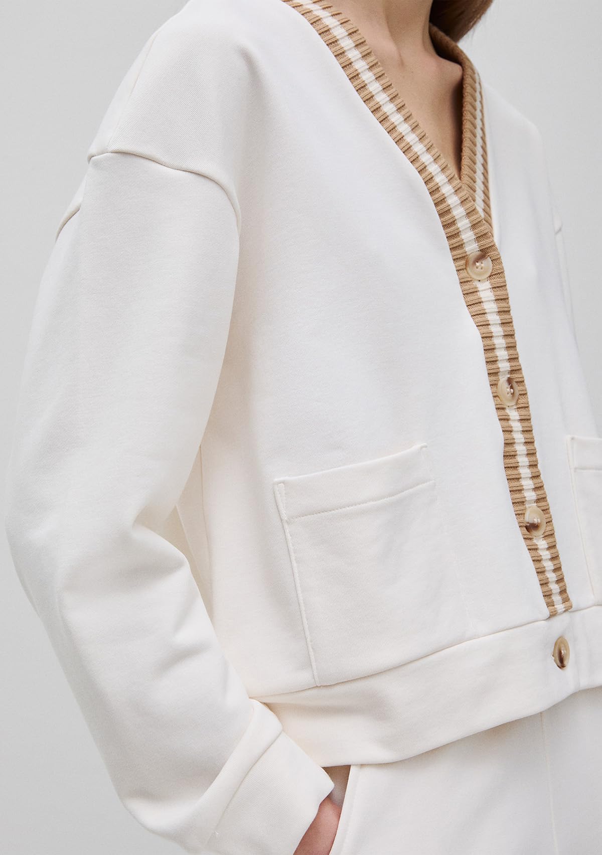 Benetton 3PTPD6006 Cardigan Felpa Donna Bianco XS Tasche