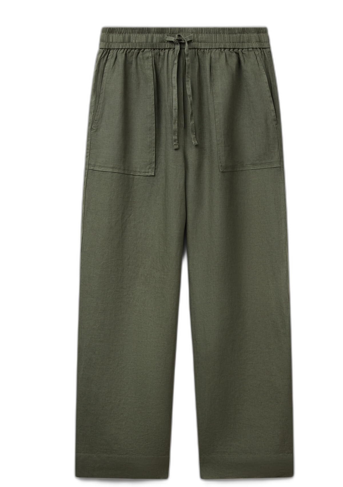Benetton 4AGHDF08J Pantalone Donna Lino Verde