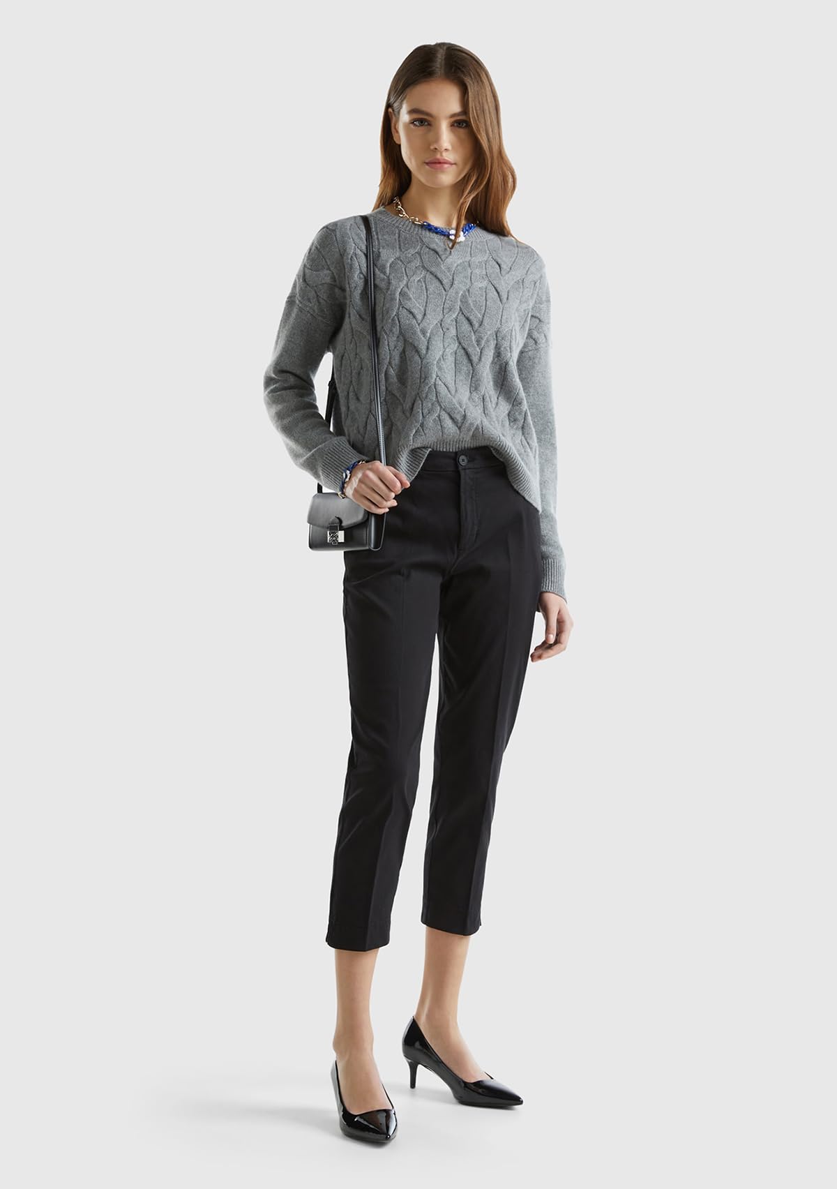 Benetton Pantaloni Donna Nero 100 Classici