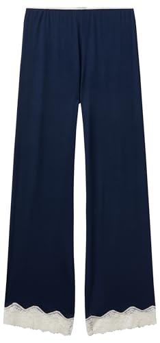 Benetton Pantaloni e Jeans Pantalone Lungo Donna Viscosa con Pizzo