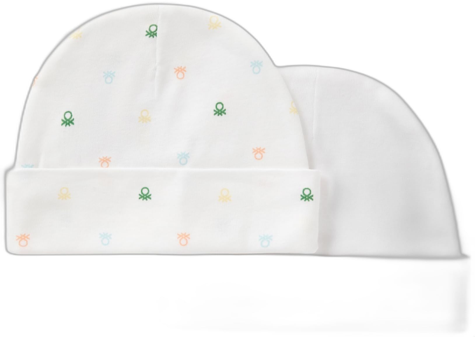 Benetton set 2 berretti costina organica con logo