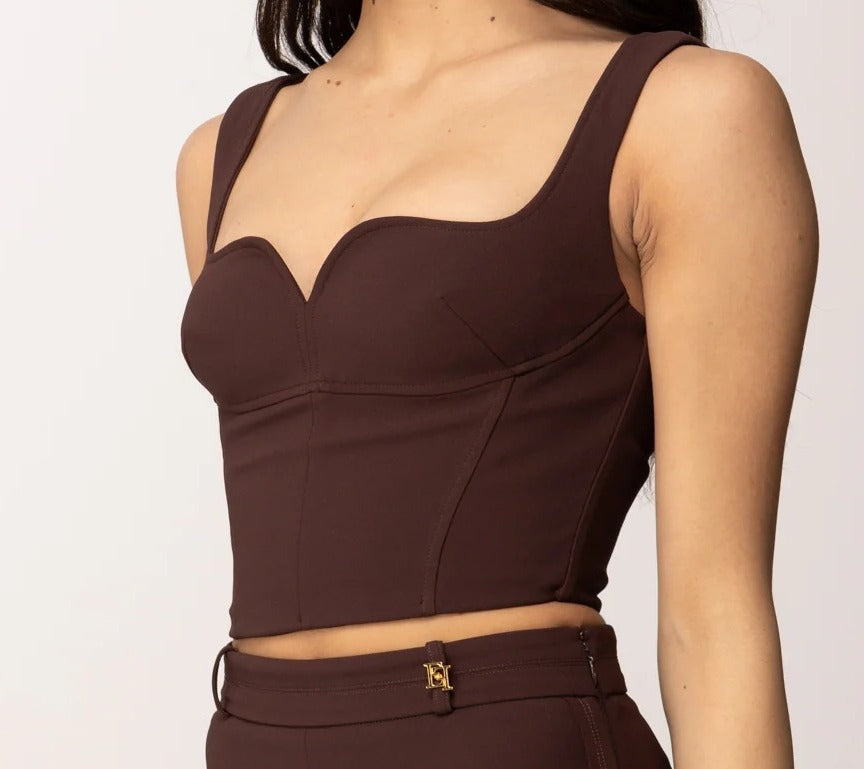 Elisabetta Franchi TO04161E2 Top Donna Cacao