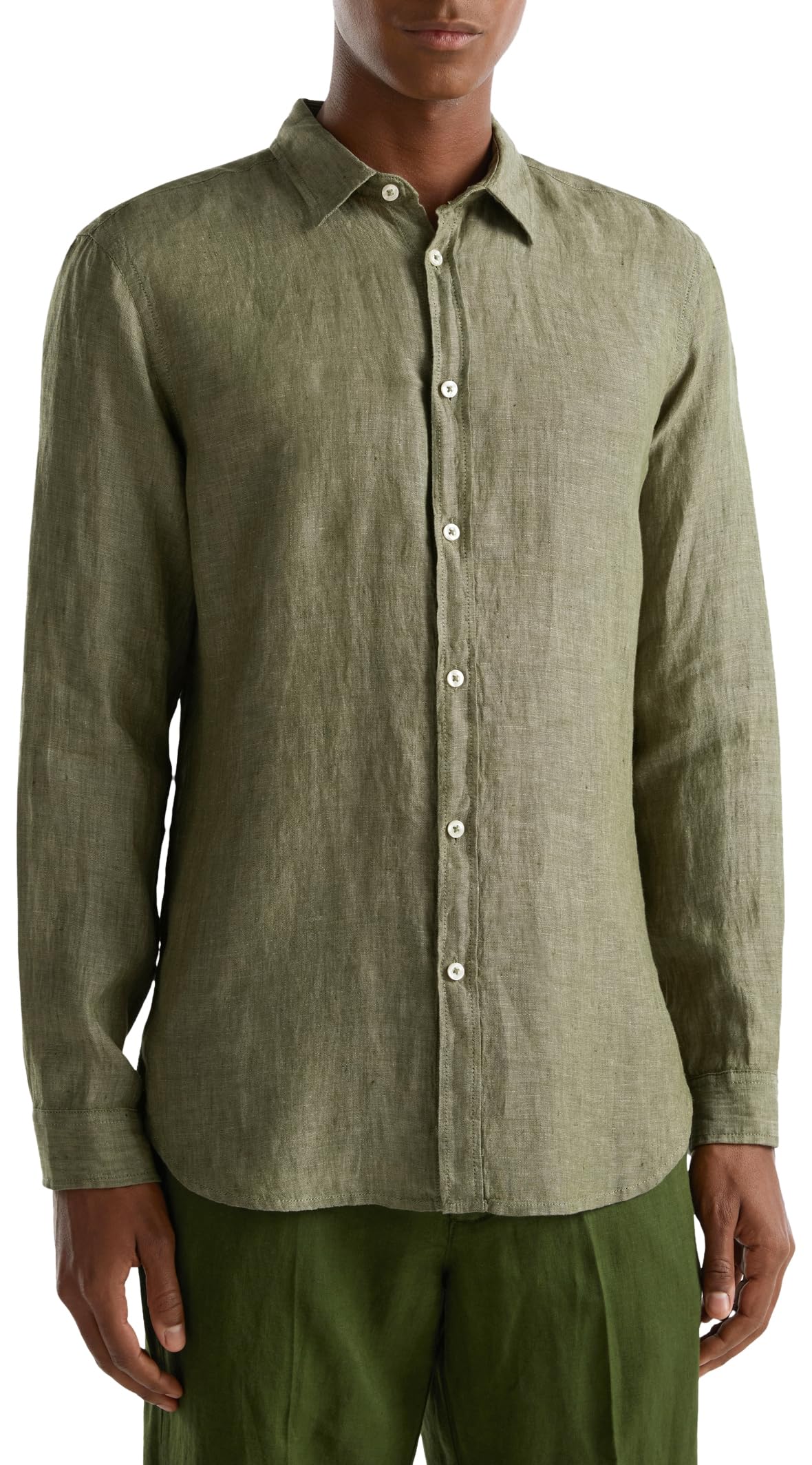 Benetton 5bku5qjg8 camicia uomo lino manica lunga XS