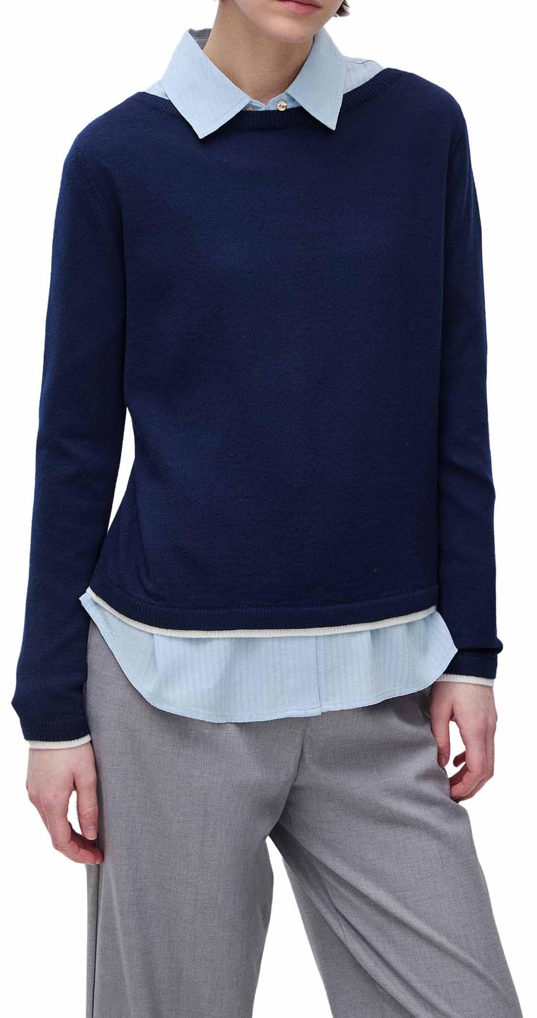 Benetton Maglia Barchetta Donna Lana Bicolor