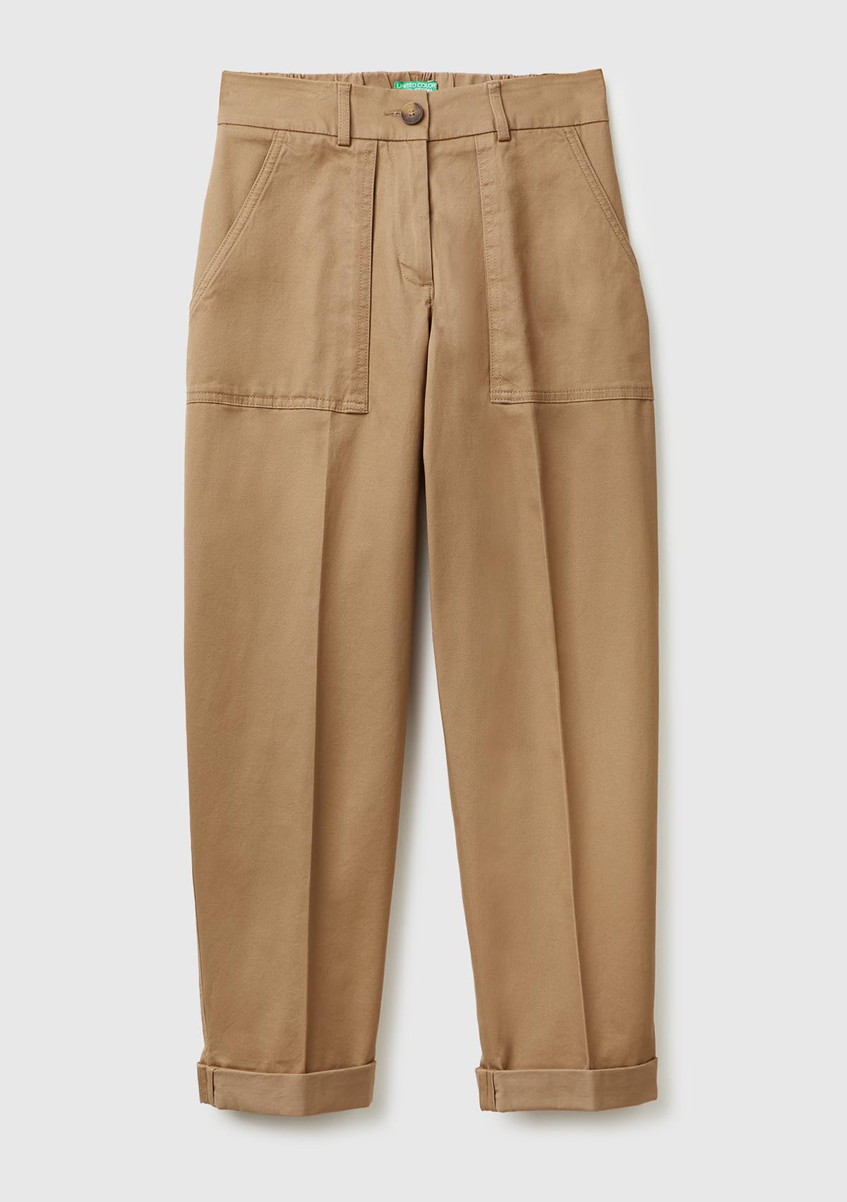 Benetton Pantaloni Donna Twill Cotone con Tasche Blu