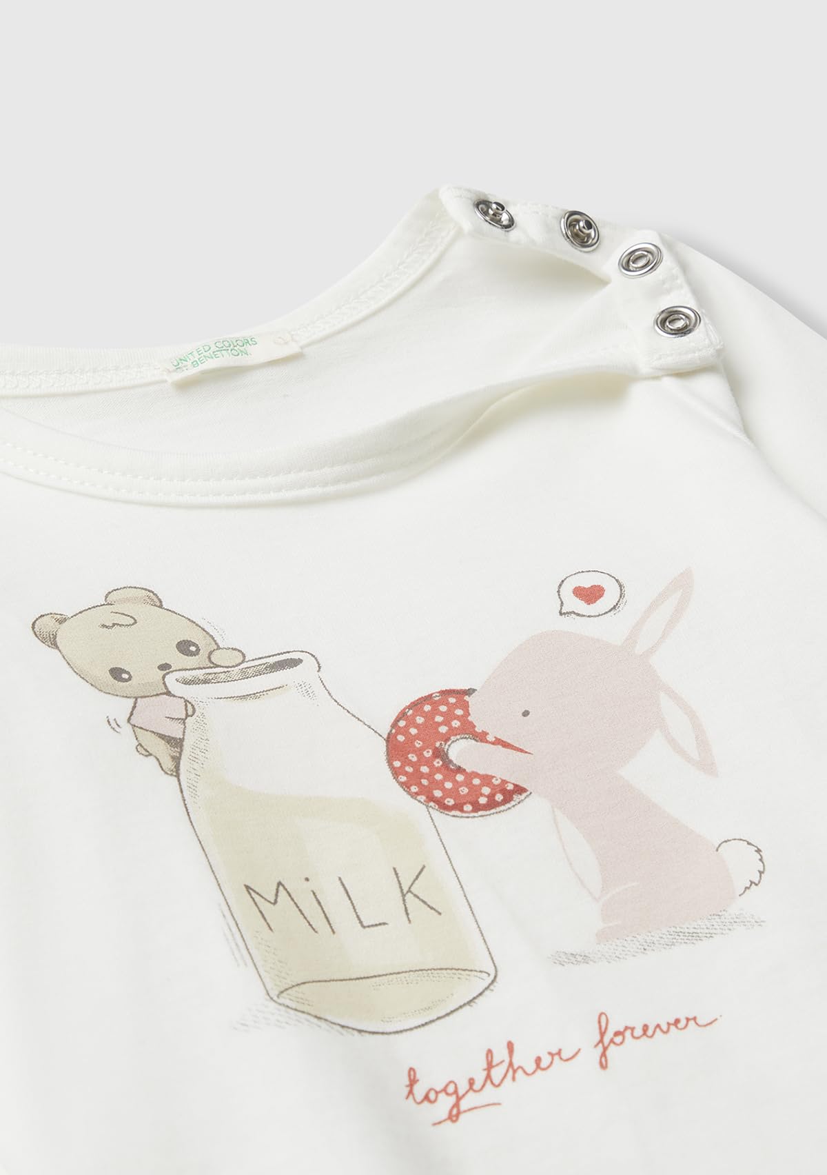 Benetton t-shirt bimbo cotone bio bianco stampa taglia 74