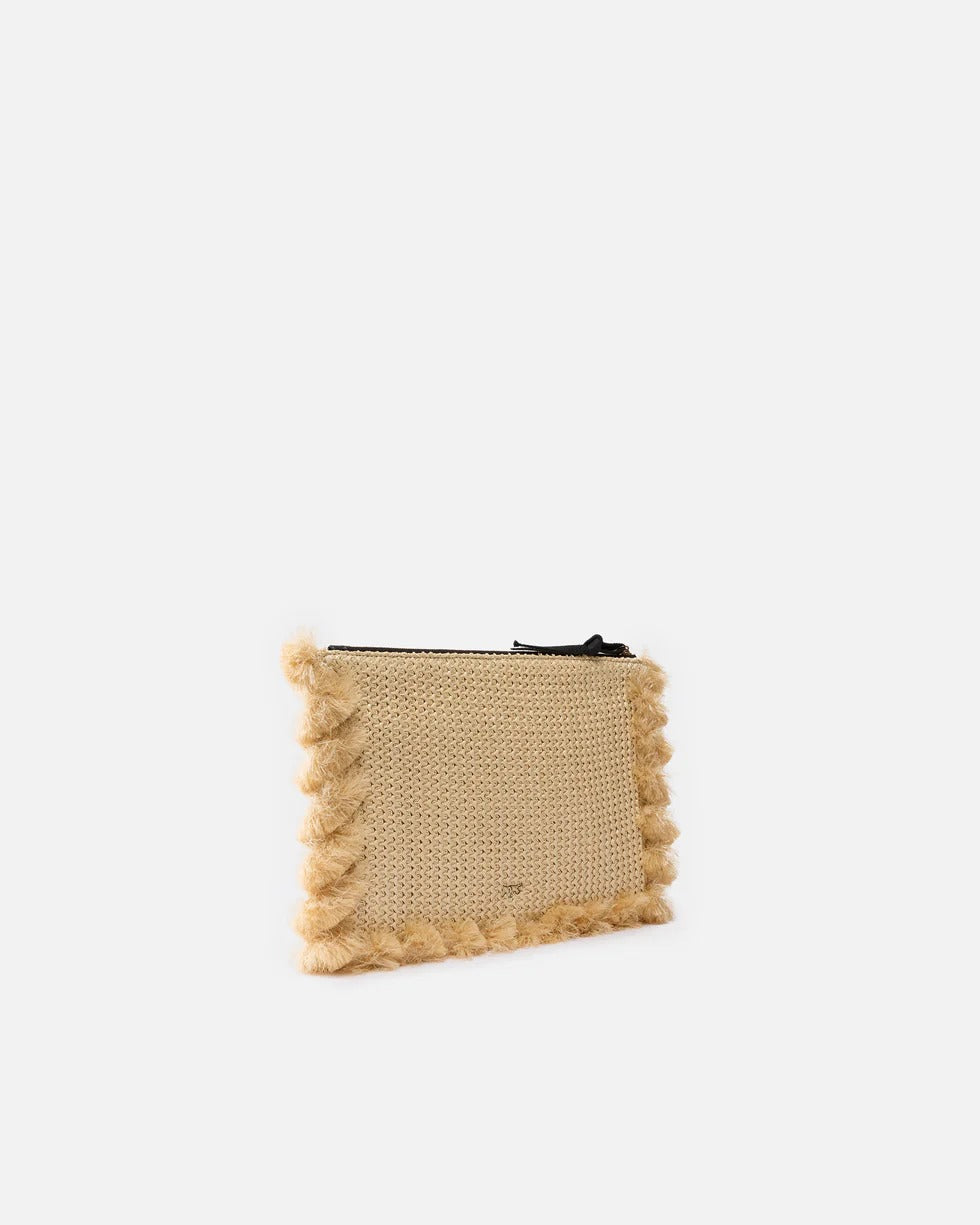Pinko 106718 A39Y Borsa Donna Beige Flat Raffia 31x21 cm