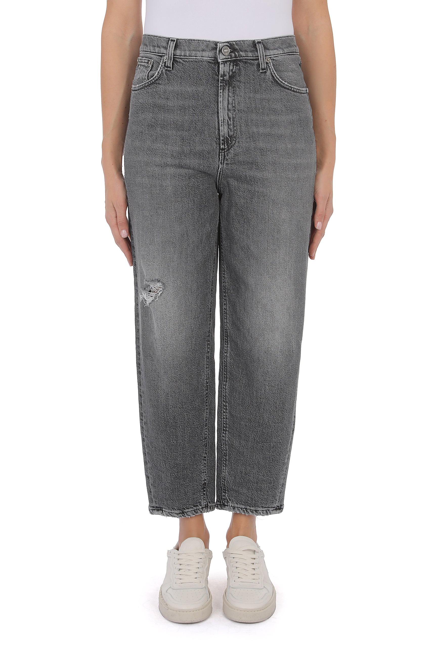 Dondup Bessie DP784 Jeans Donna Nero Loose Vita Alta