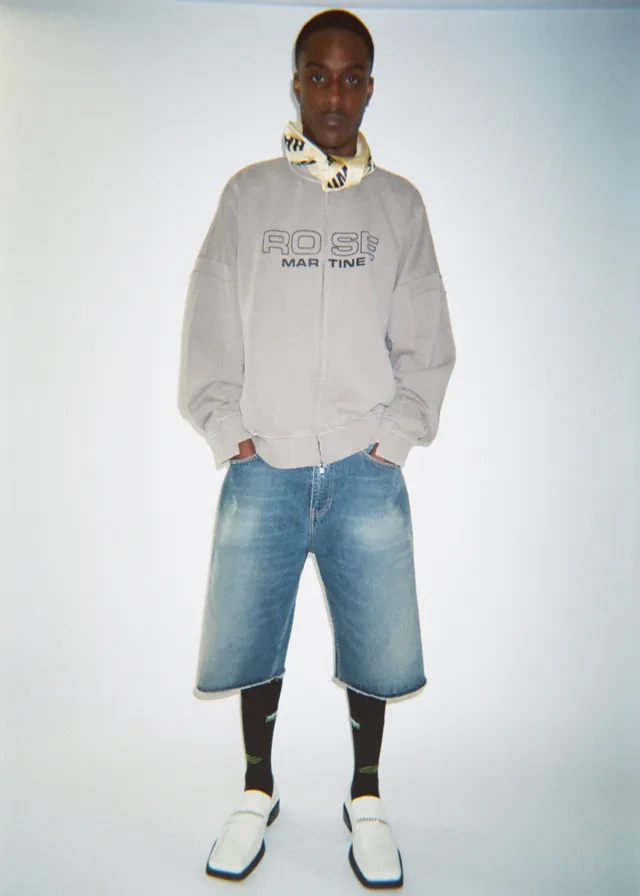 Martine Rose Zip Up Crew felpa salvia cotone