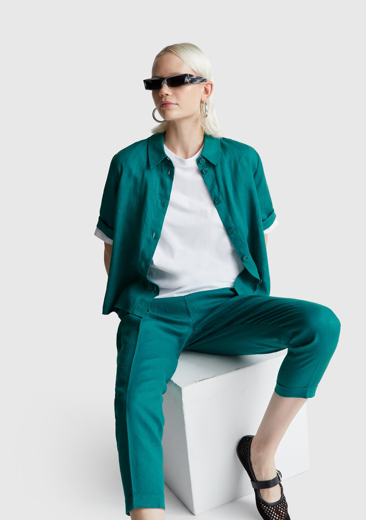Benetton Pantaloni Regular Donna Blu Notte 016