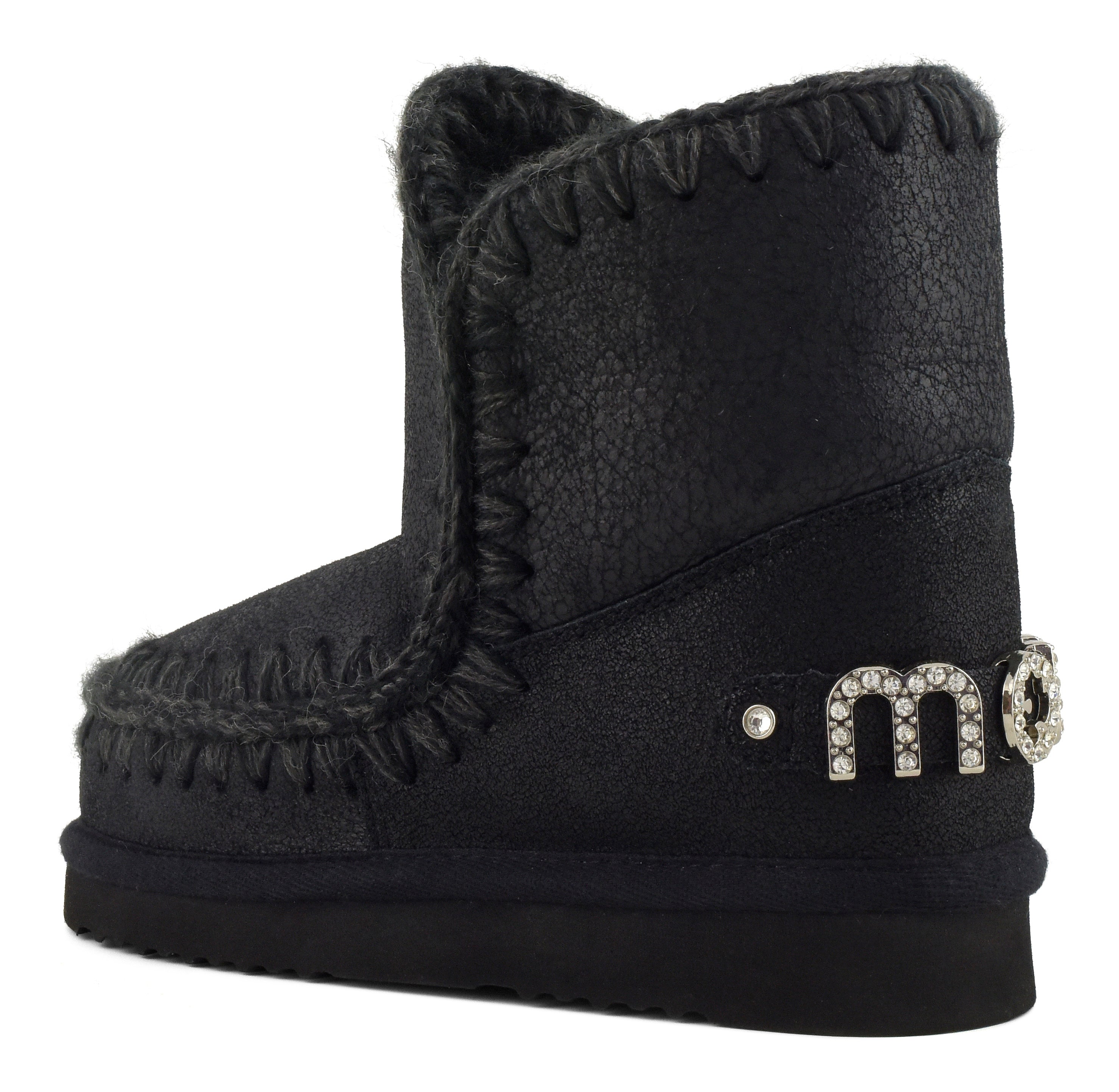 Mou Eskimo 18 FW101036B stivaletti donna Cracked Black strass