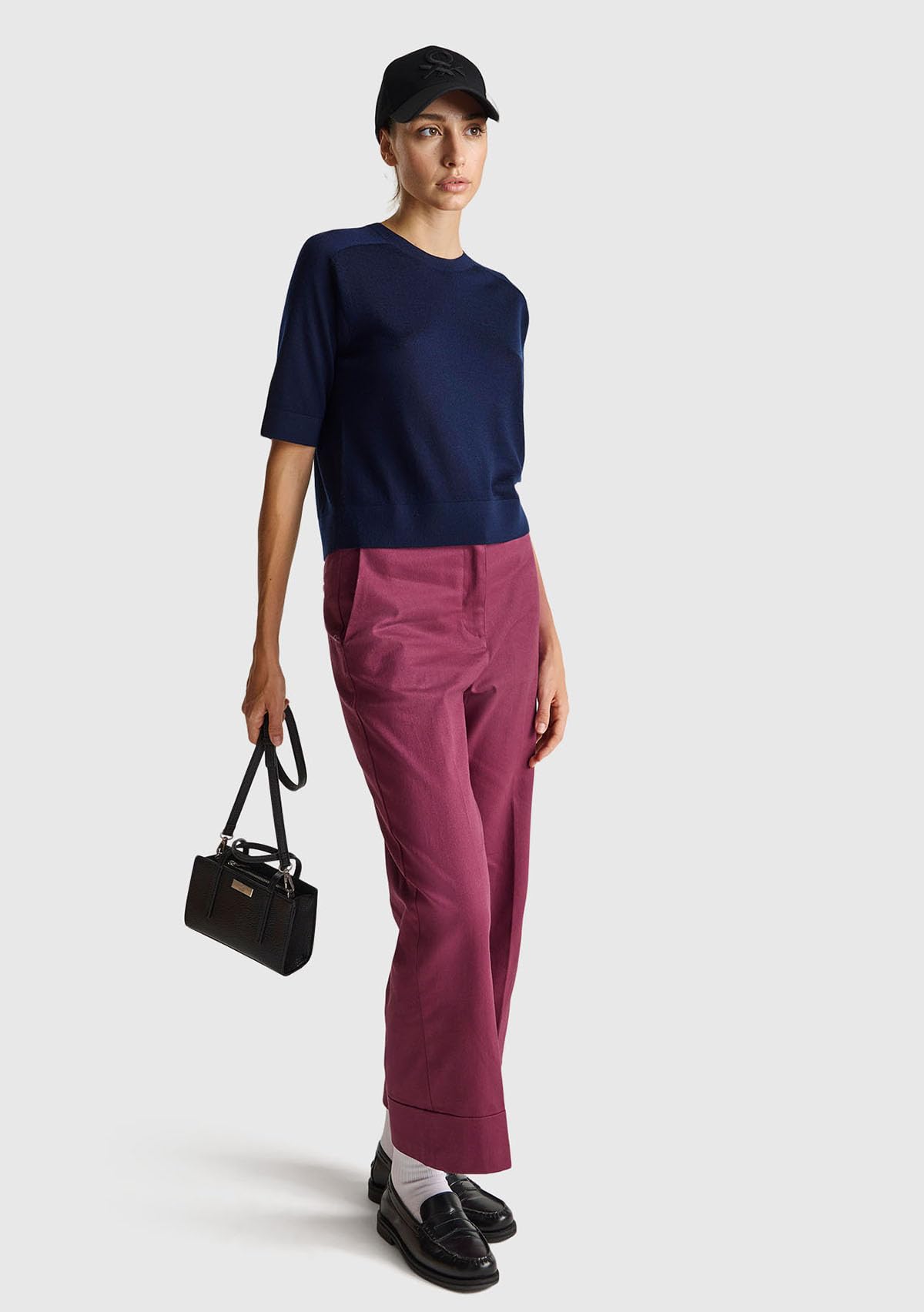 Benetton 11ahd10e6 Maglione Merino Blu M Donna