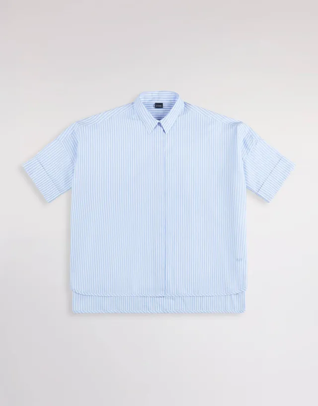 Fay NCWA552552SZC Camicia Righe Bianco Azzurro Cotone