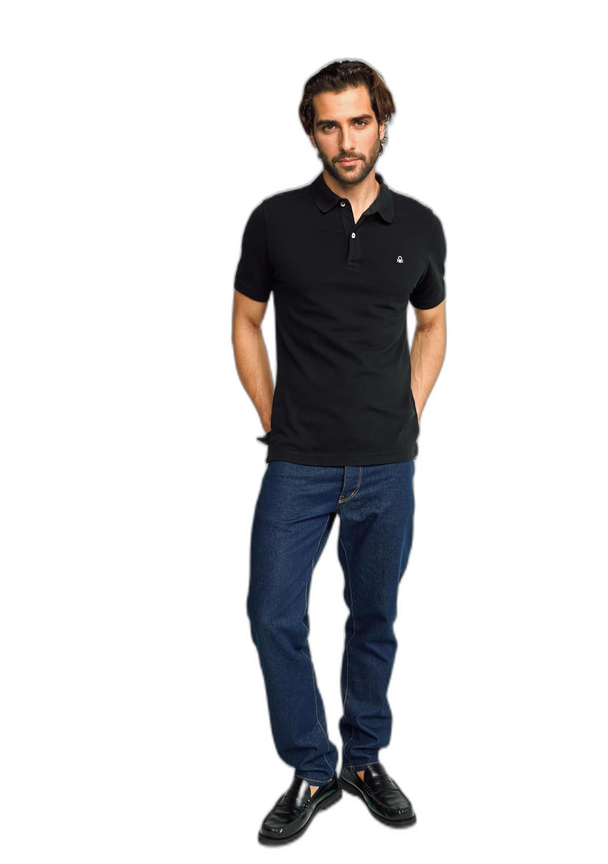 Benetton Polo Slim Uomo Maglia Cotone Blu