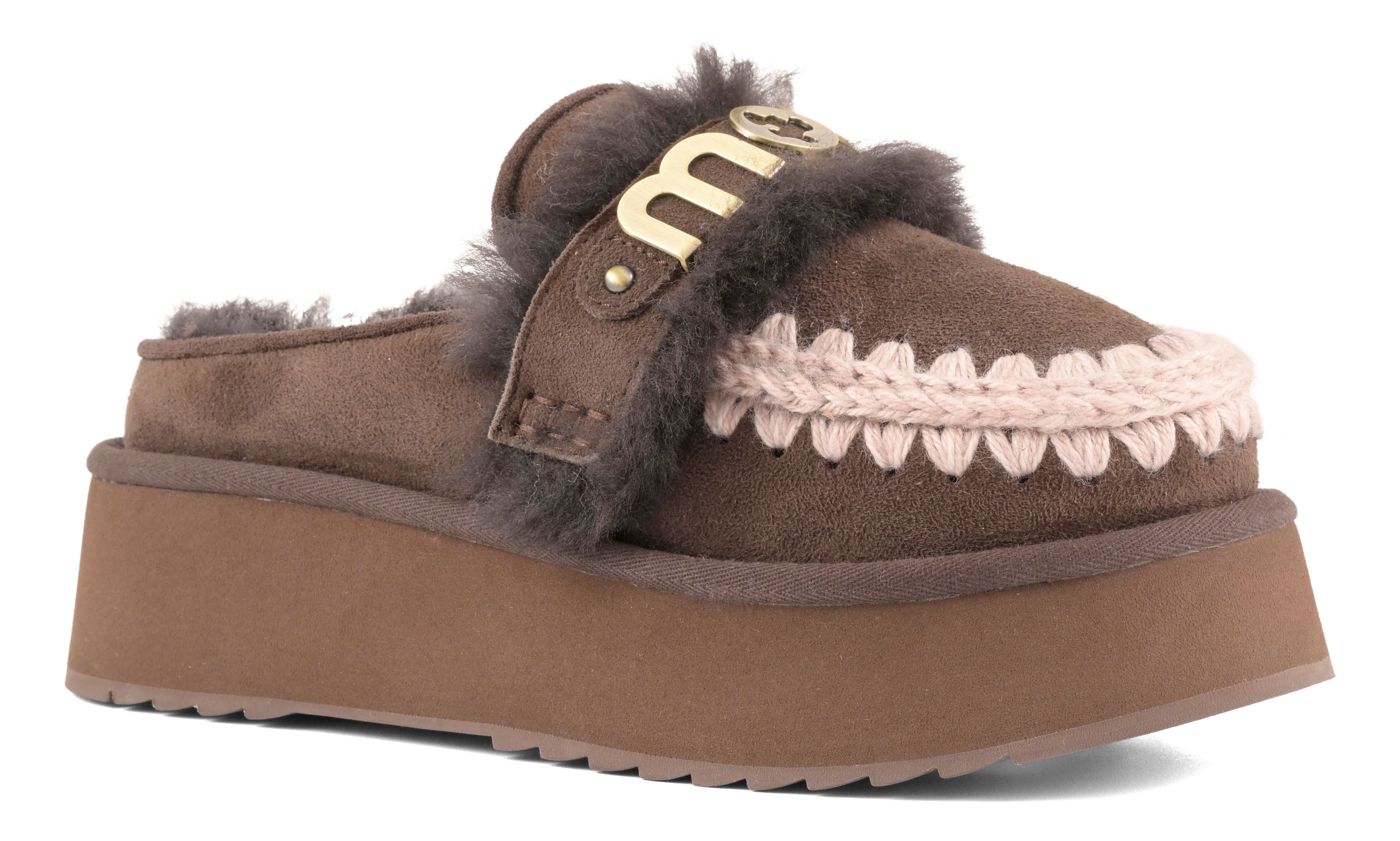 Mou Platform Clog FW681006A ciabatta mocha scamosciata