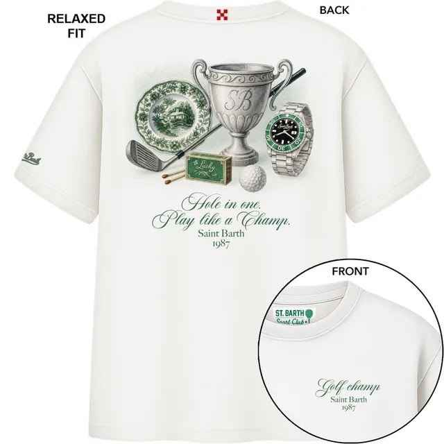MC2 Saint Barth Delmar T-Shirt Uomo Panna Golf cotone