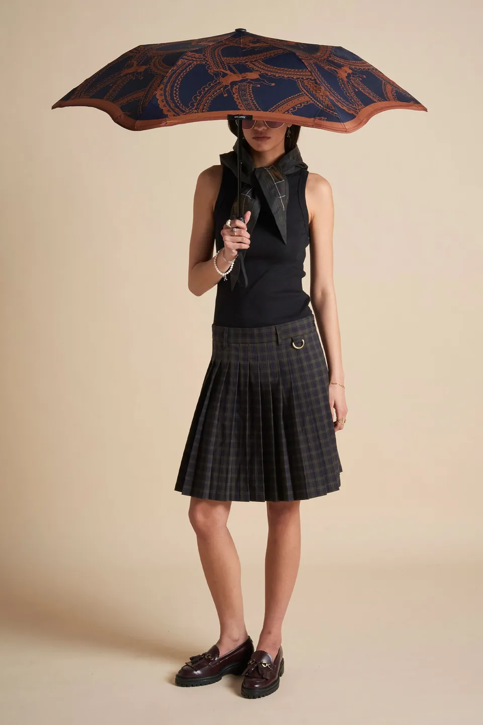 Karen Walker Metro Carousel ombrello navy/chestnut