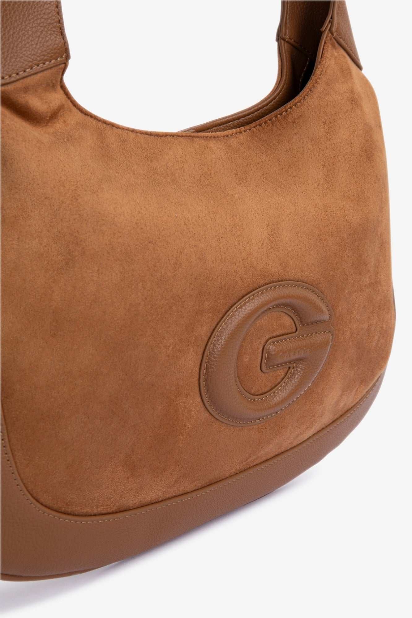 Gaelle Paris Maxi Hobo Borsa caramello patch G