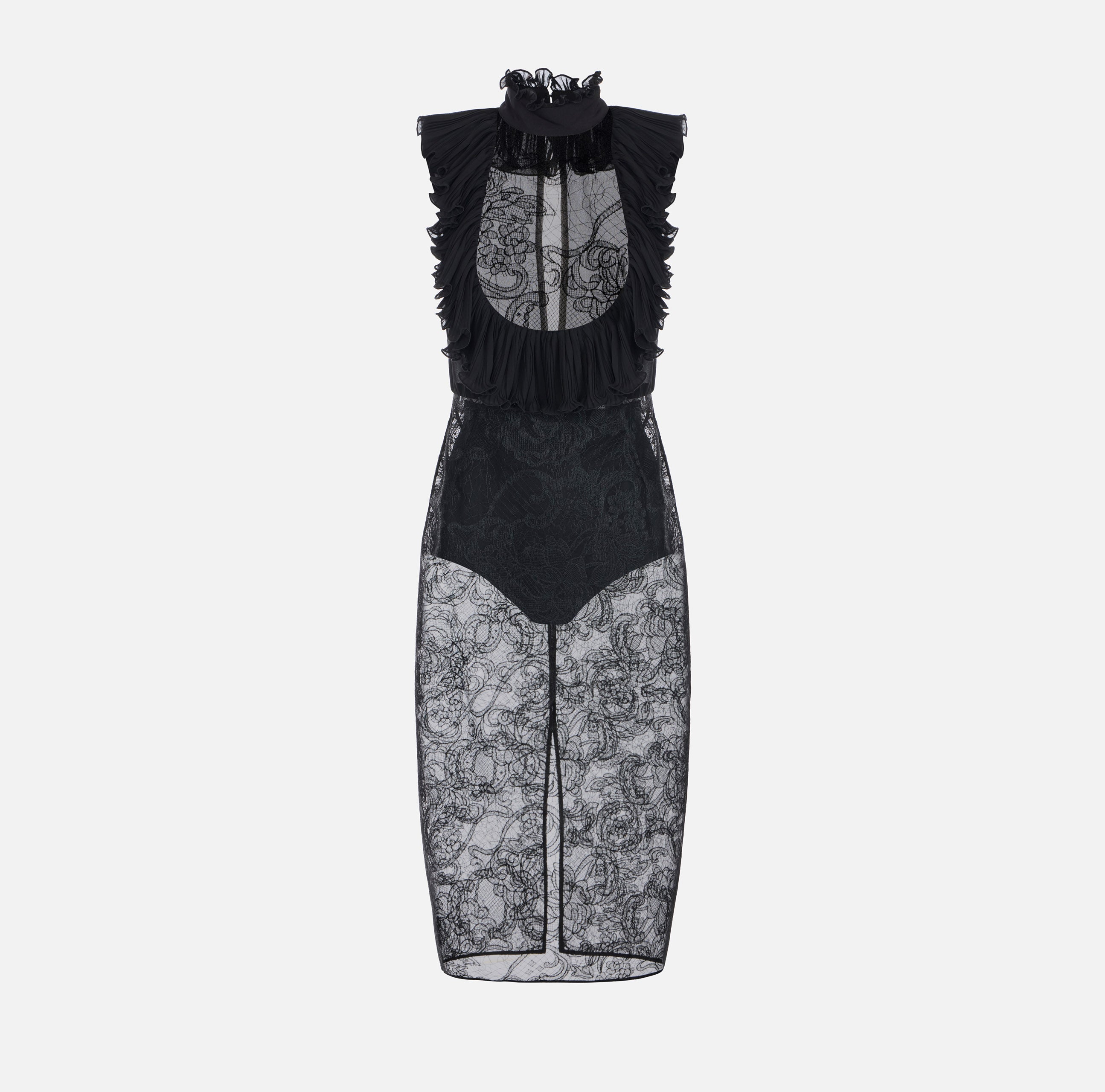 Elisabetta Franchi AB03567E2 abito midi nero pizzo
