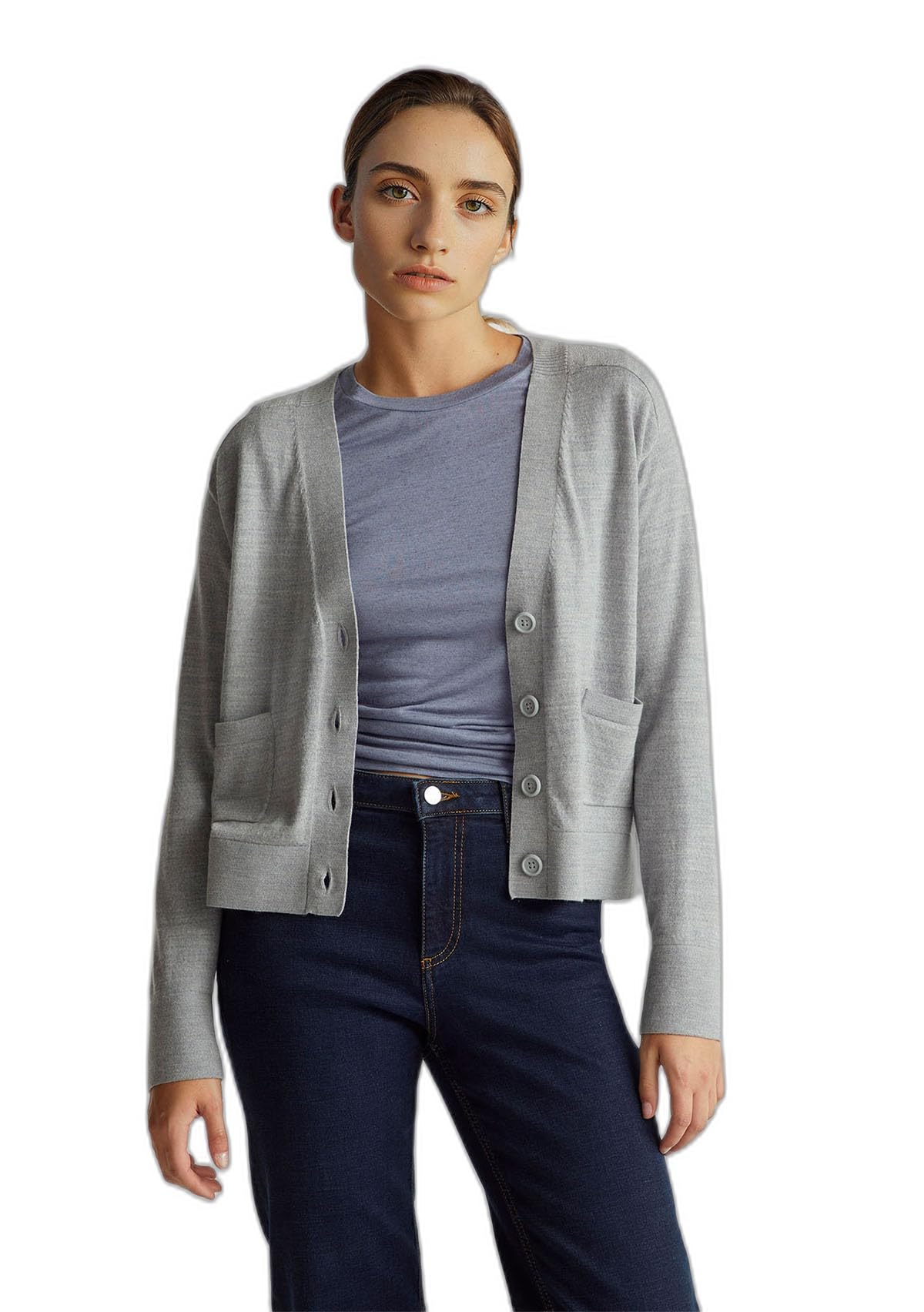 Benetton Maglieria 11ahd604r Cardigan Merino Nero Taglia XS