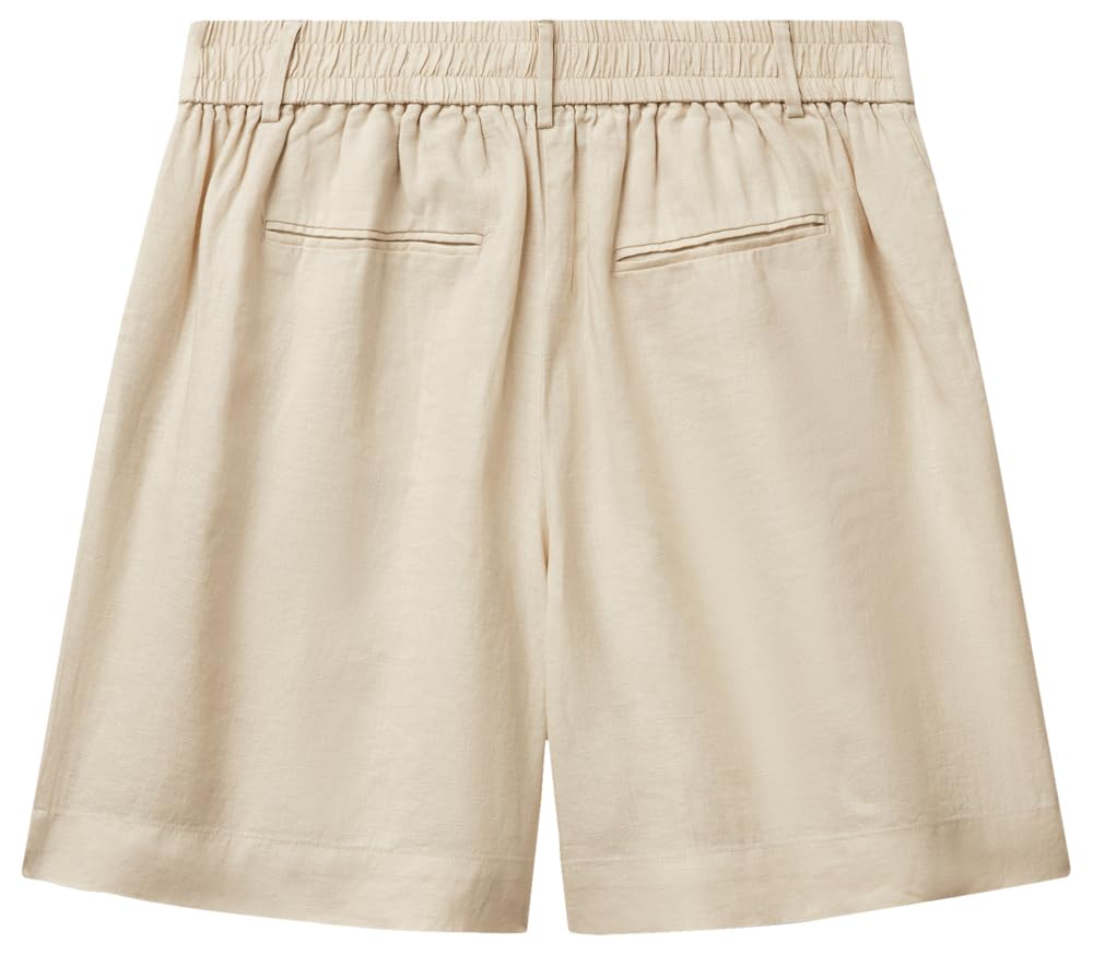 Benetton 4AGHD901V bermuda donna beige in lino