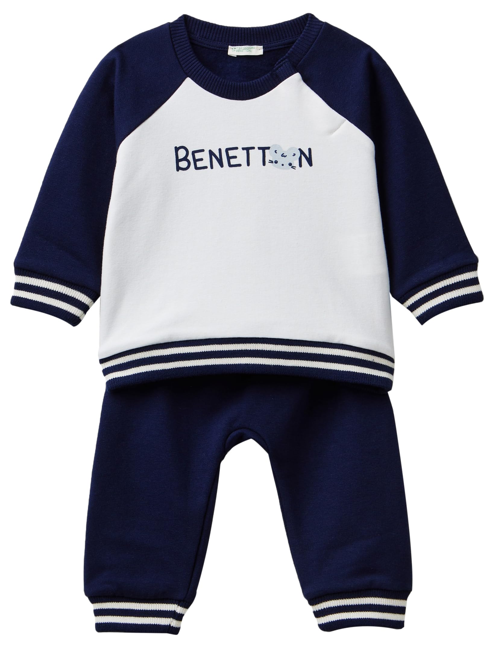 Benetton Tuta Neonato 32knak00q Blu Taglia 50 Cotone
