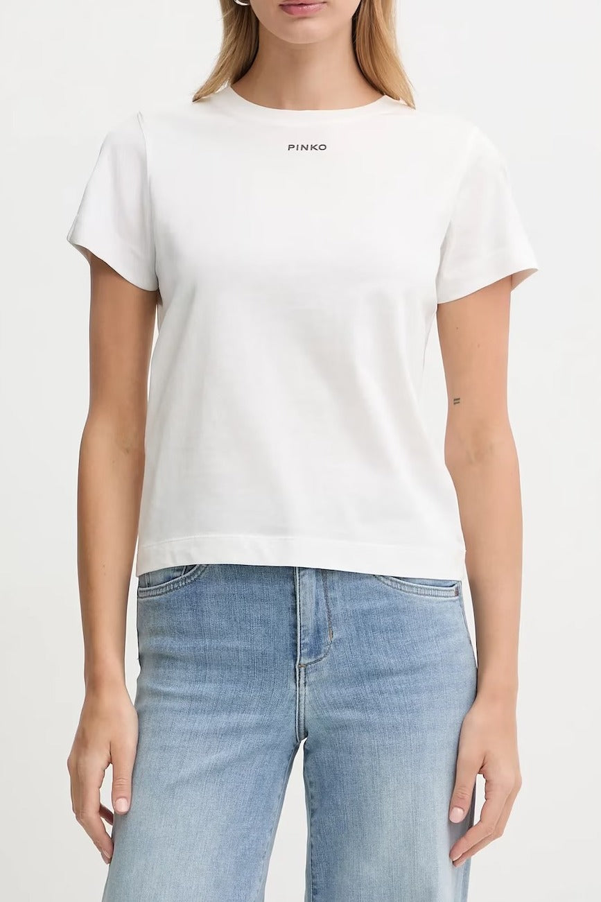 Pinko 100373 A34F t-shirt bianco cotone donna