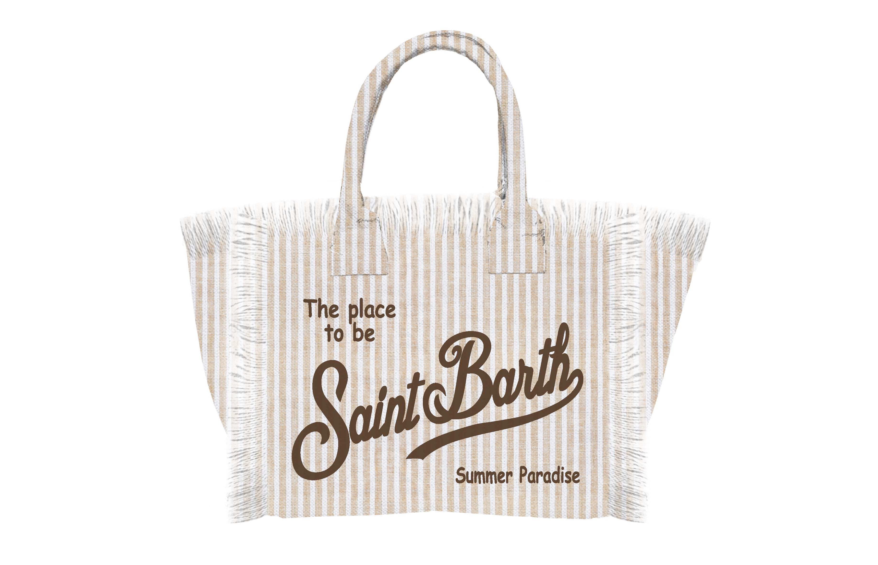 MC2 Saint Barth Vanity Mini Linen Borsa Donna Beige Stripes Lino